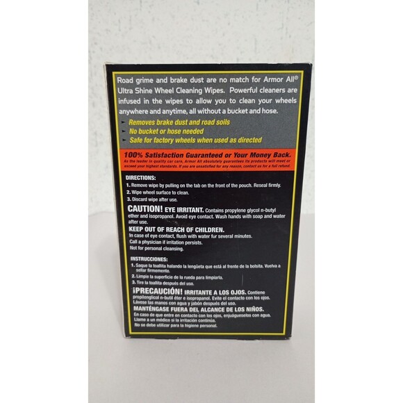 Armor All Ultra Shine XL Wheel Cleaning Wipes, 16 count New - Picture 2 of 2